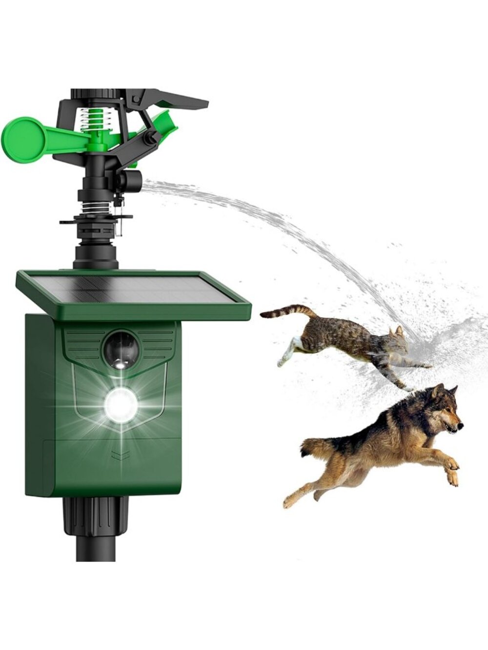 Outdoor Solar Motion Activated Sprinkler Animal Repellent with Flashing Lights